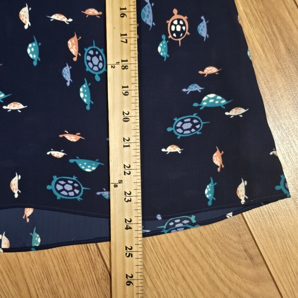Anthropologie Maeve Tank Top Womens Size 0 Navy Turtle Print Scalloped Summer - Picture 7 of 7